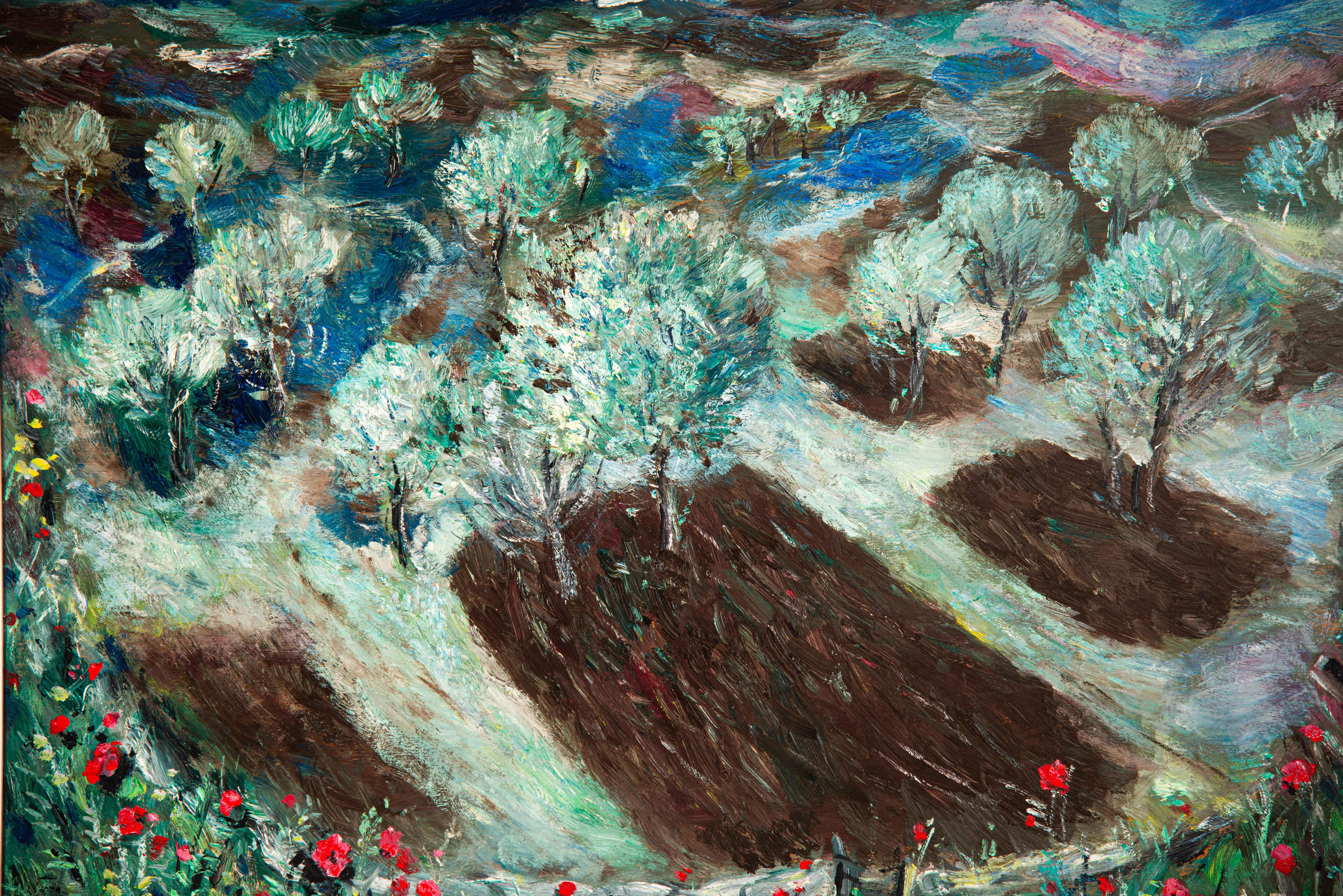 Landschaft. Öl auf Leinwand. FRAU, José (Spanien, 1898- 1976). 
Signiert (im unteren rechten Bereich). 
José María Isidro Frau y Ruiz (Vigo, 15. Mai 1898 - Madrid, 24. März 1976) war ein spanischer Maler und Akademiker, der für seine Landschaften