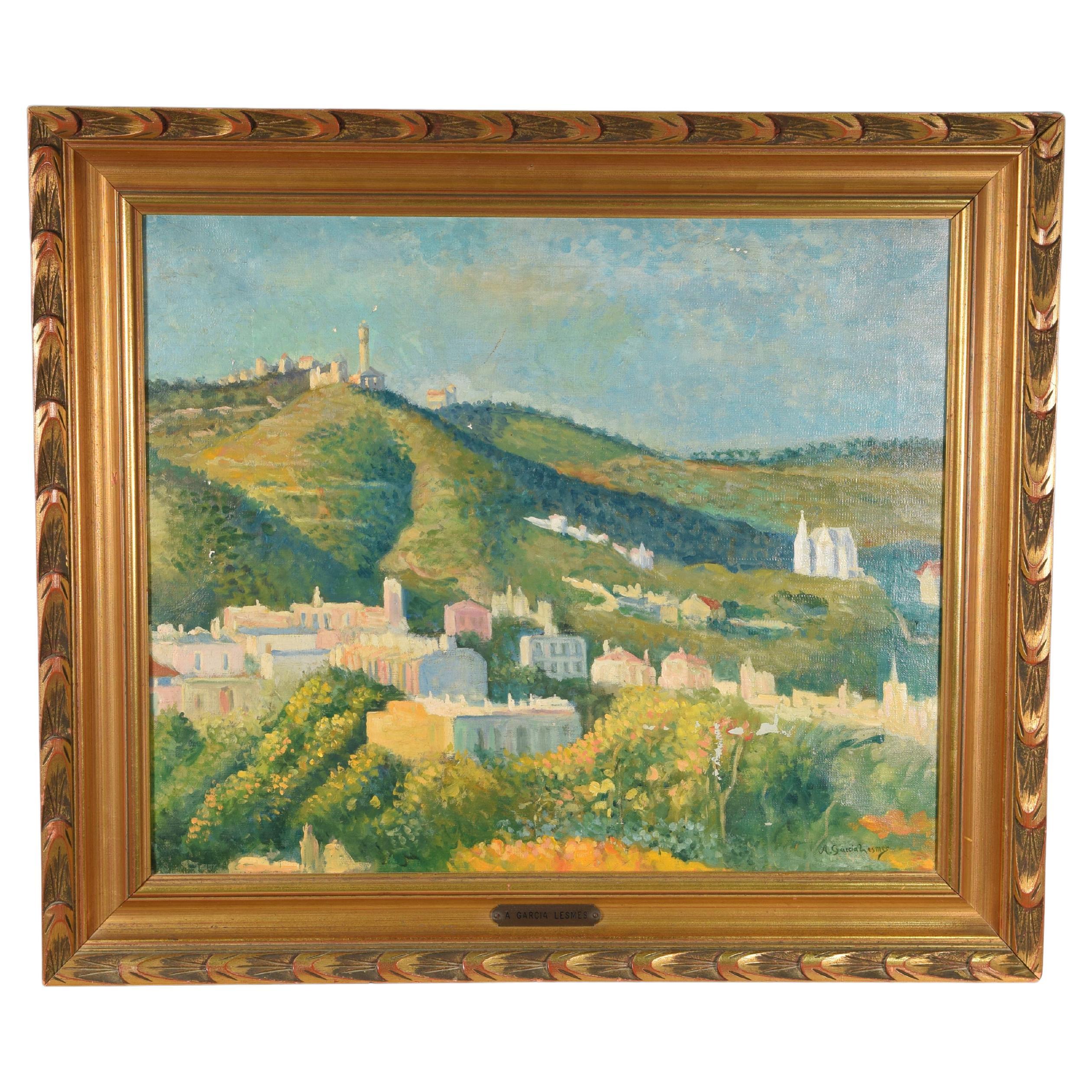 Landscape. Oil on canvas. GARCÍA LESMES, Aurelio.