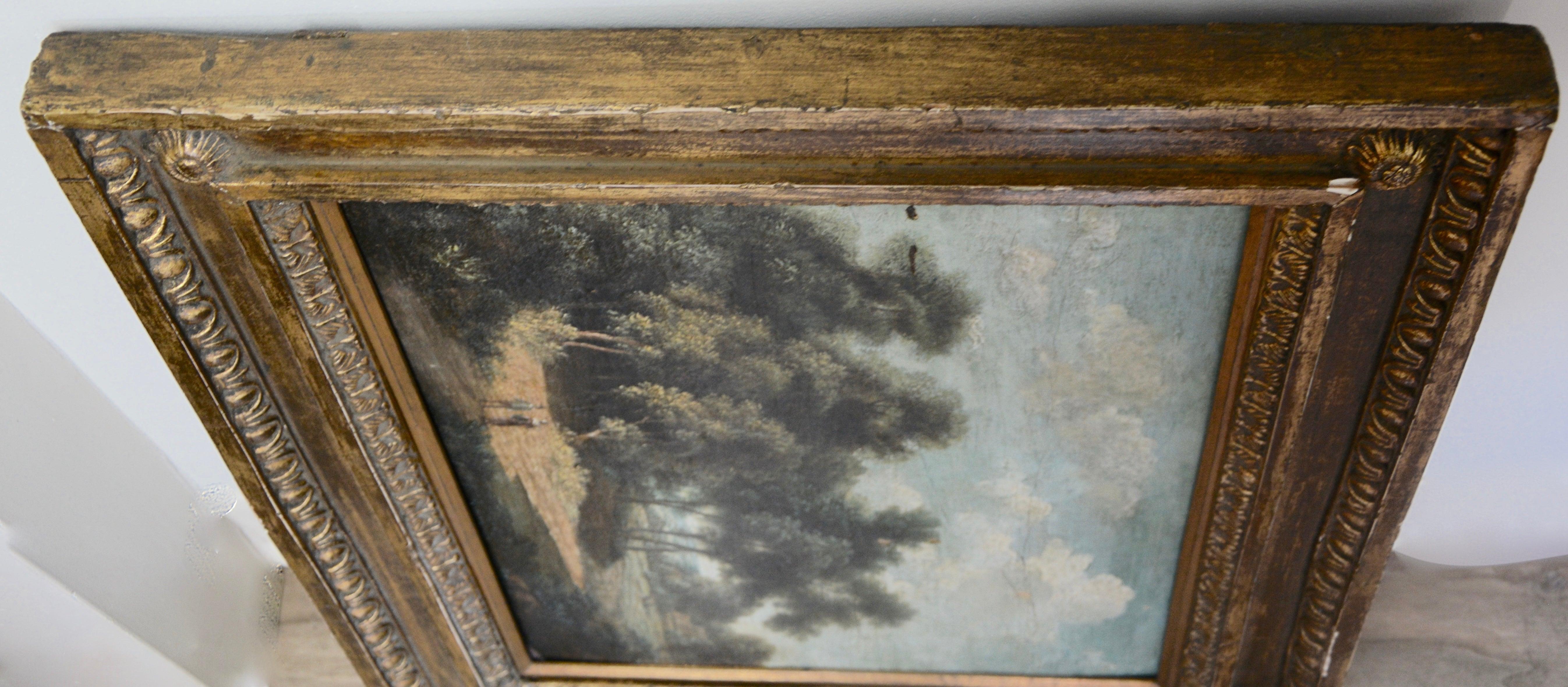 19th Century Landscape Oil on Wood Trees in the Woods by John Kensett For Sale