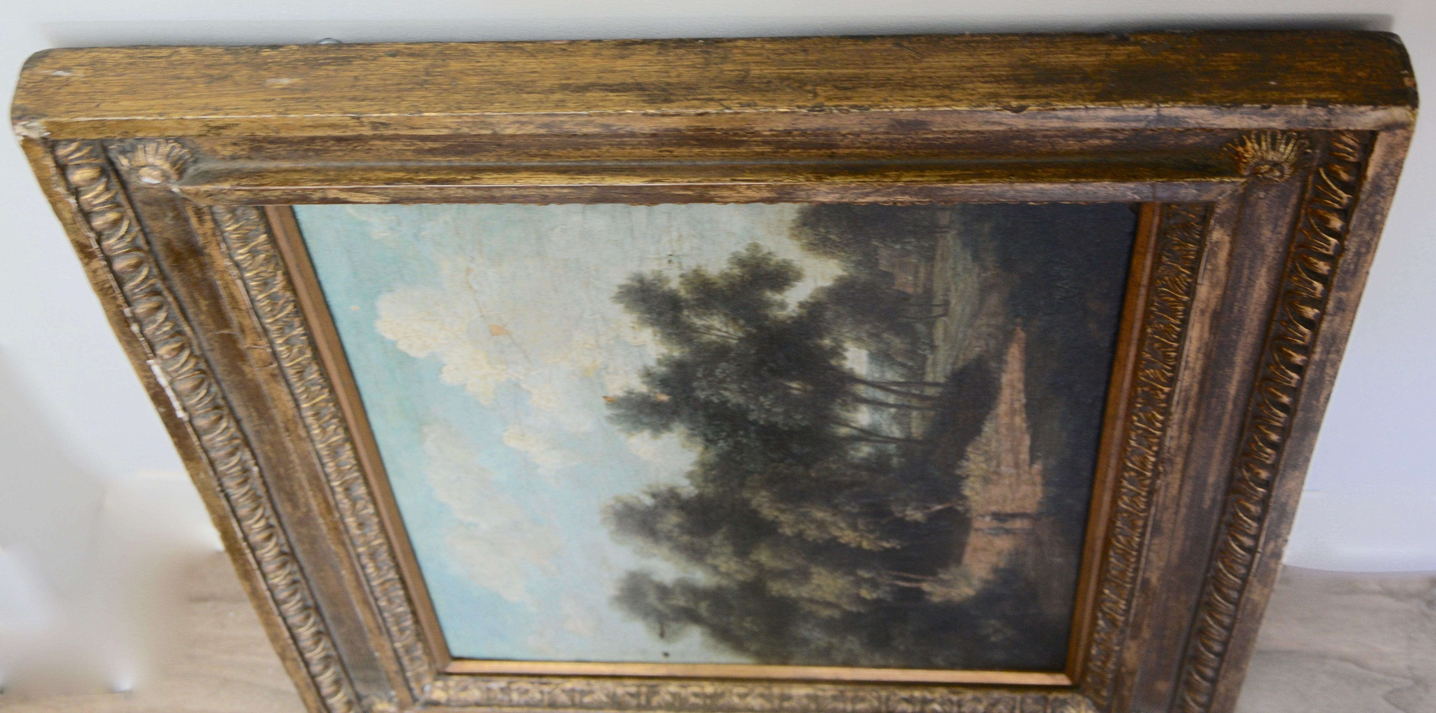 Landscape Oil on Wood Trees in the Woods by John Kensett For Sale 2
