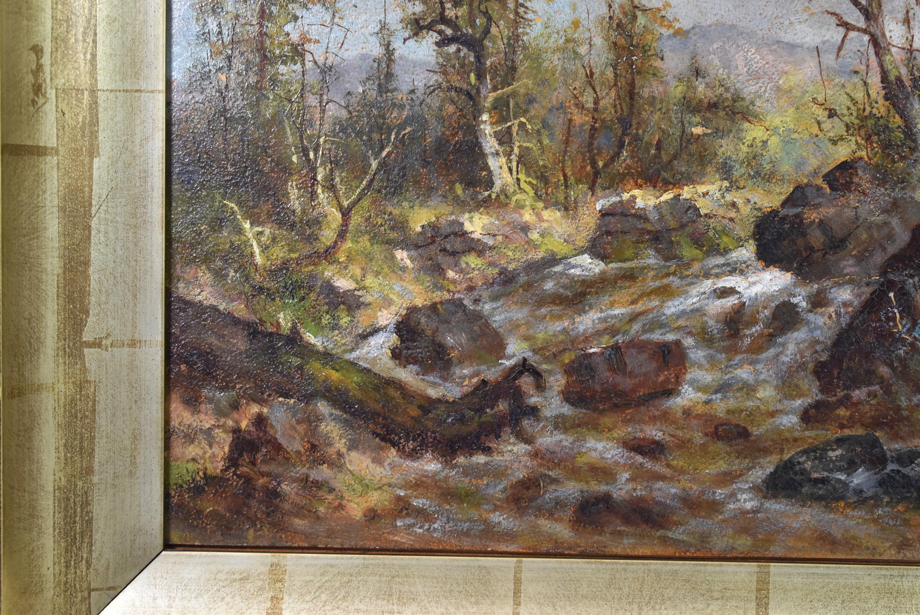 High Victorian Landscape Oil Painting California Artist Meyer Straus For Sale