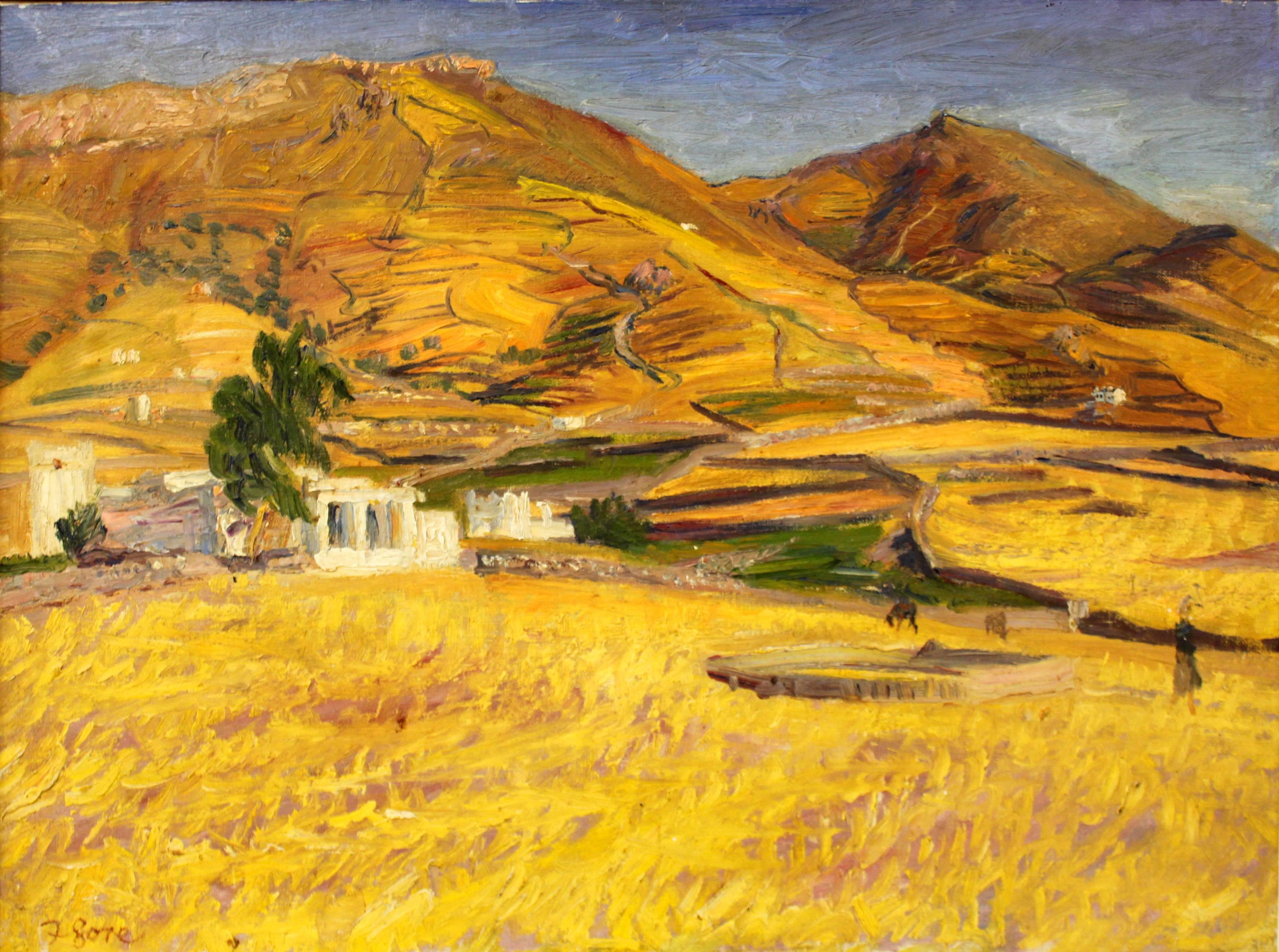 A landscape oil painting of Greek city Paros, by Frederick Gore.

Year: 1959.

Painting is signed.

Born in Richmond, Surrey, in 1913, Frederick (also known as Freddy or Fred) Gore was the son of artist Spencer Gore, a leading member of the