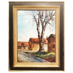 Landscape Oil Painting on Canvas, Saussay, France, 1975