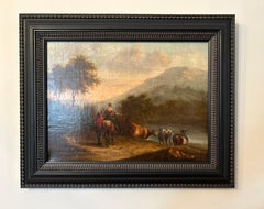 Landscape Painting, 18th Century, in the Manner of Nicolaes Berchem, (1620-1683)