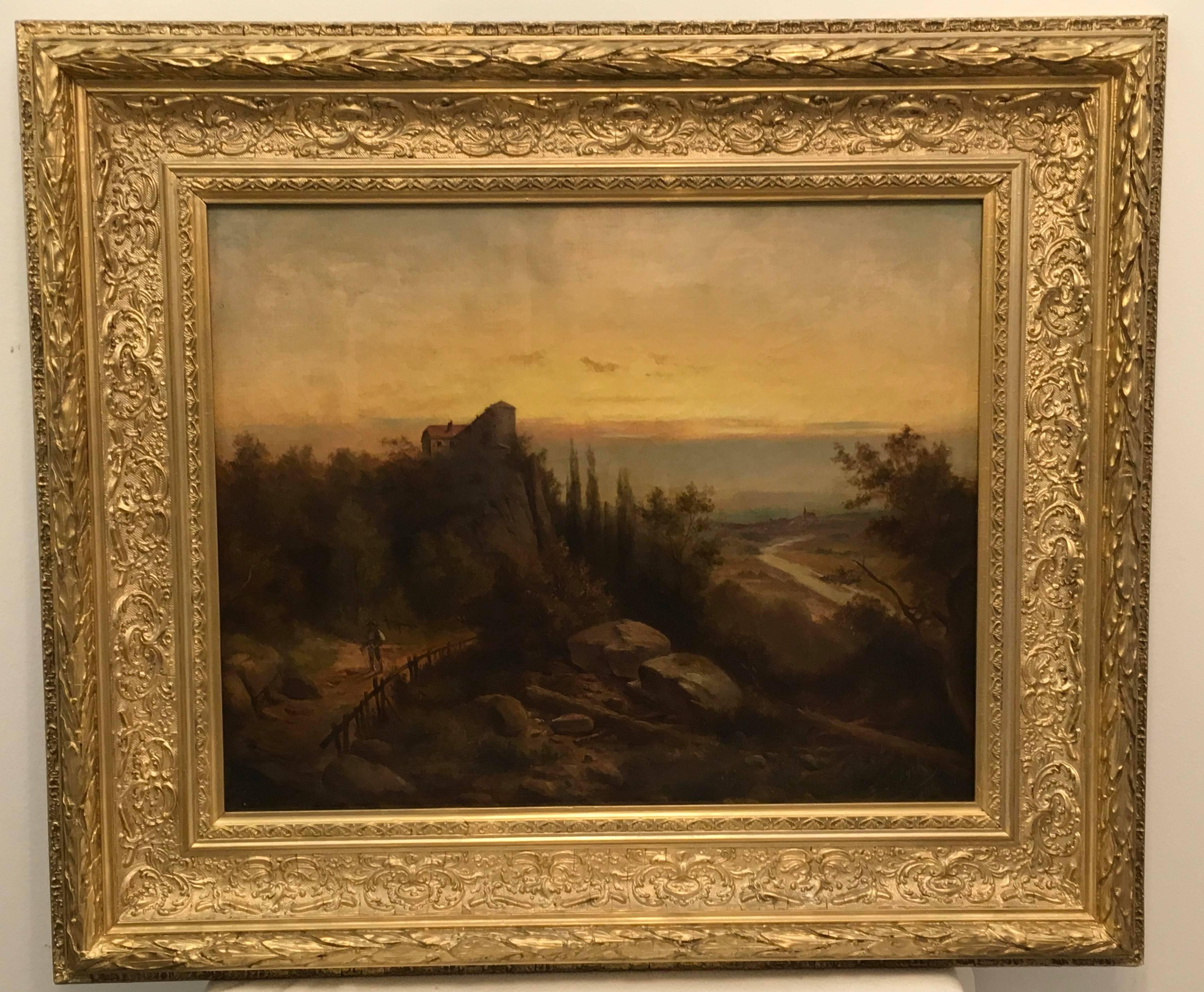 Late 19th Century Landscape Painting by F. J. Dyck from 1898