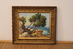 Landscape painting by Fortune Car, France 20th century