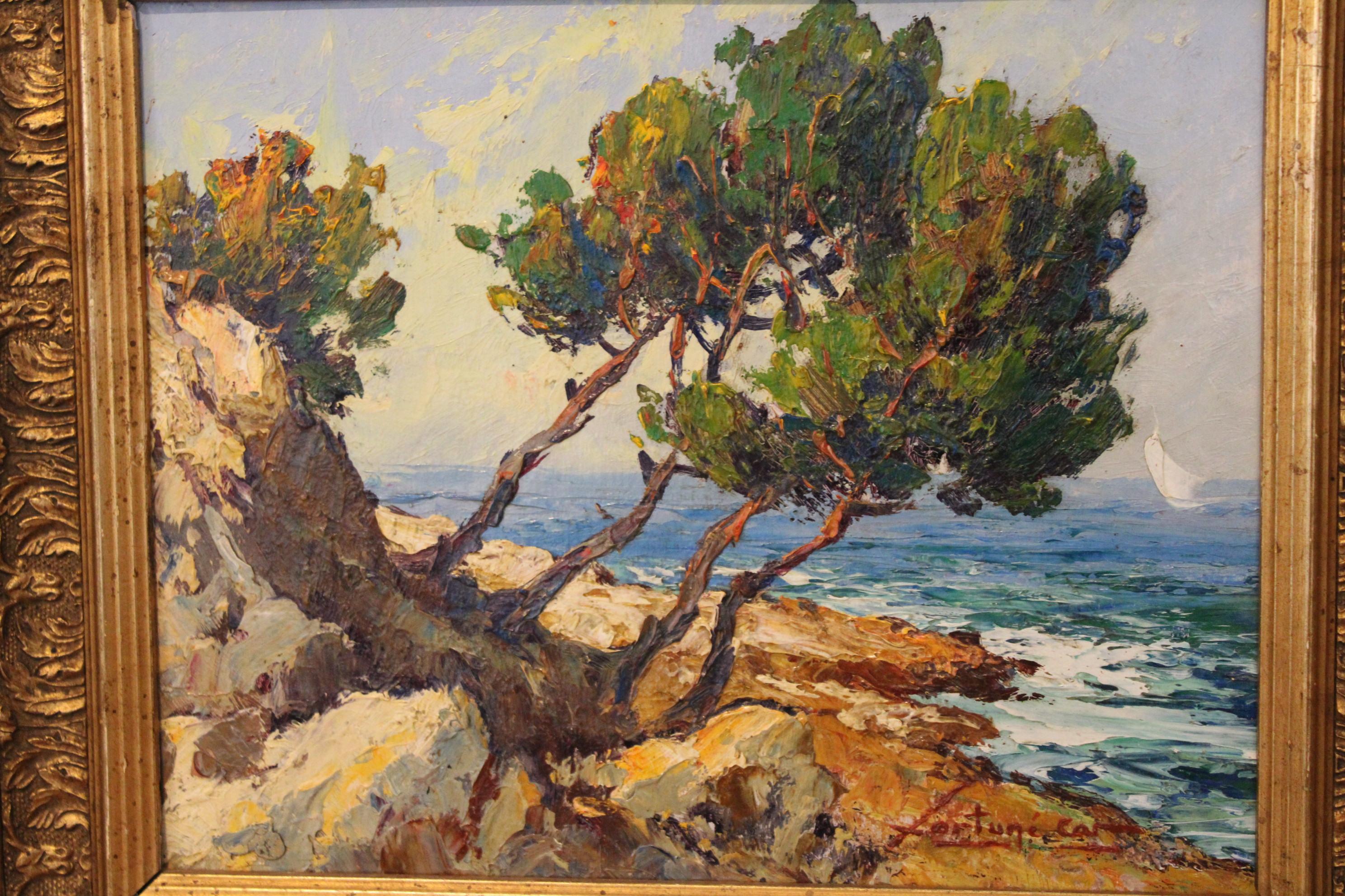 Landscape painting by Fortune Car, France 20th century For Sale 1