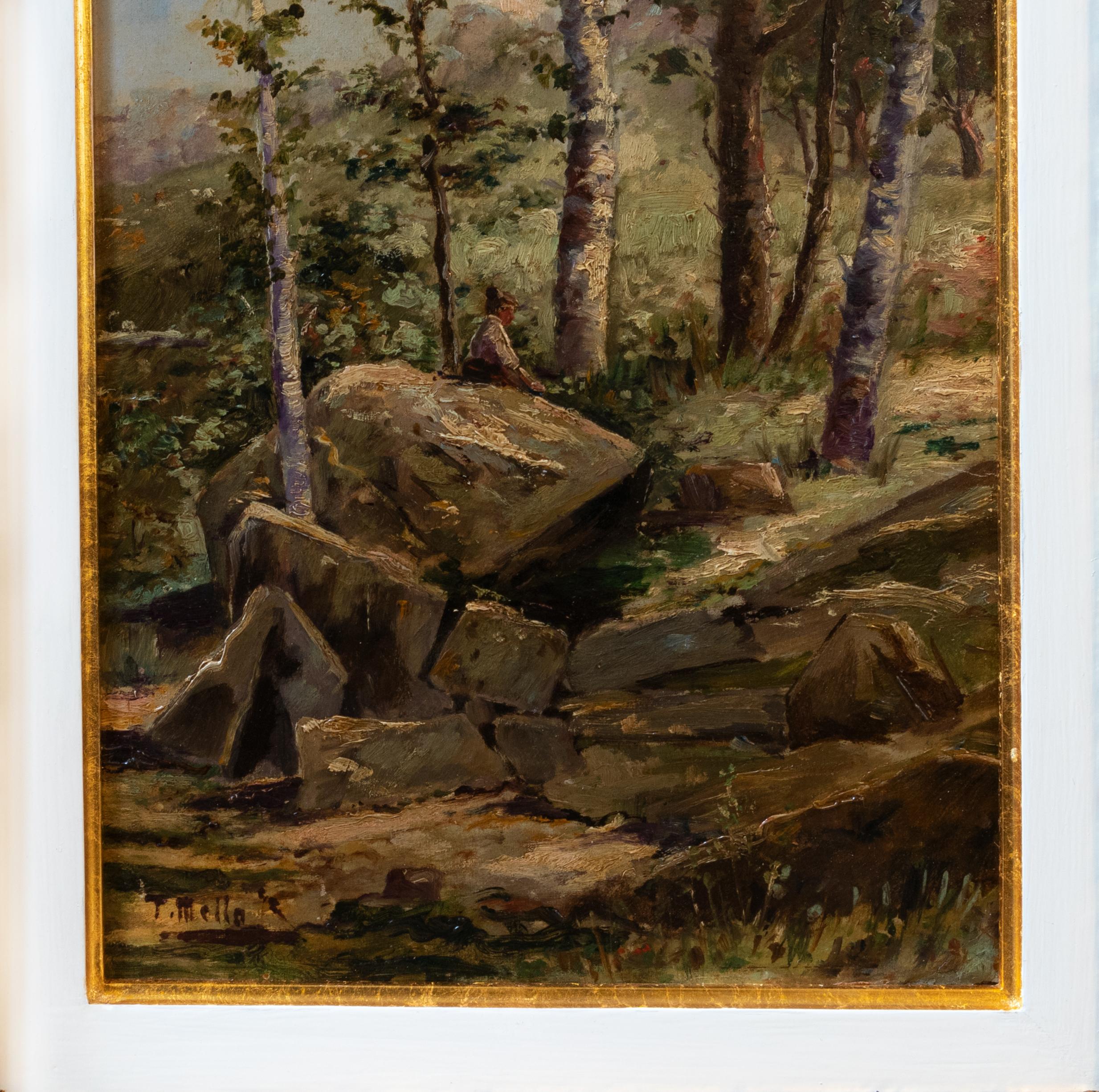 Landschaftsgemälde von Thomaz de Mello Jr. (1906 - 1990), Sintra, Portugal (Geölt) im Angebot