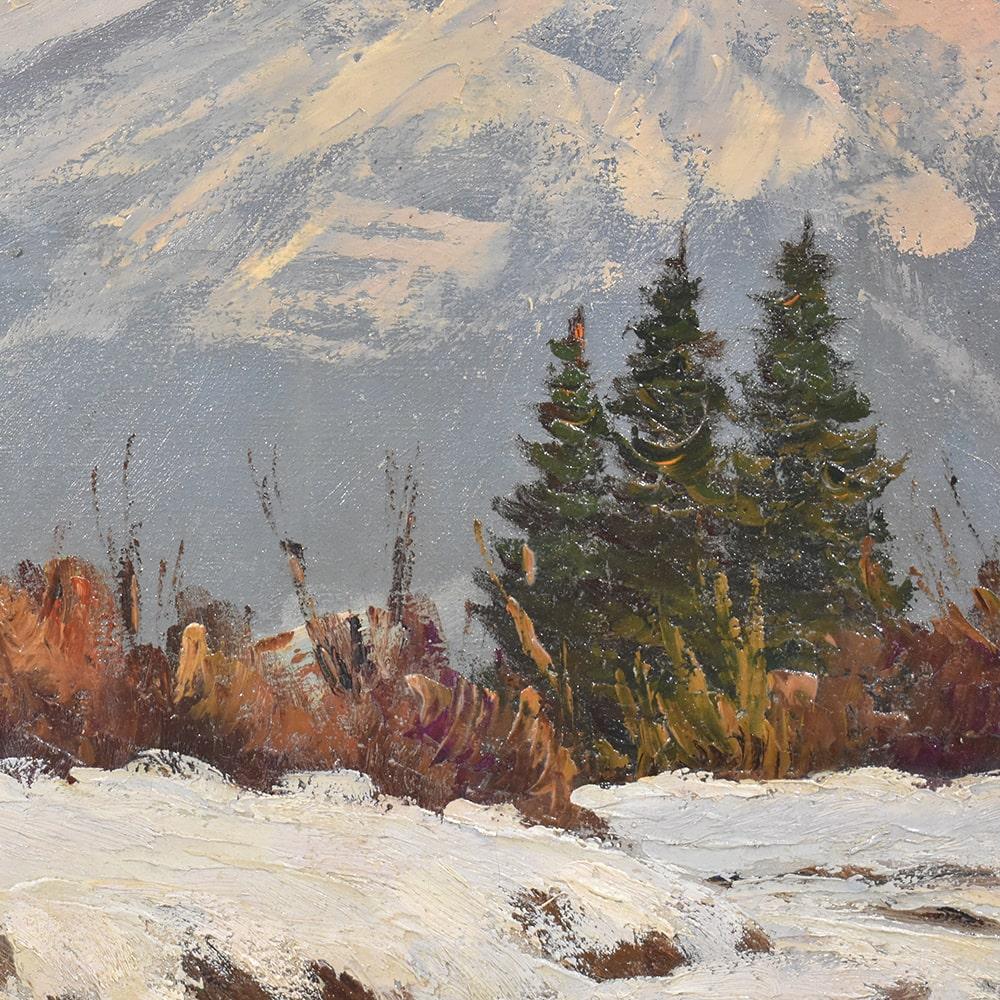 on canvas mountain painting