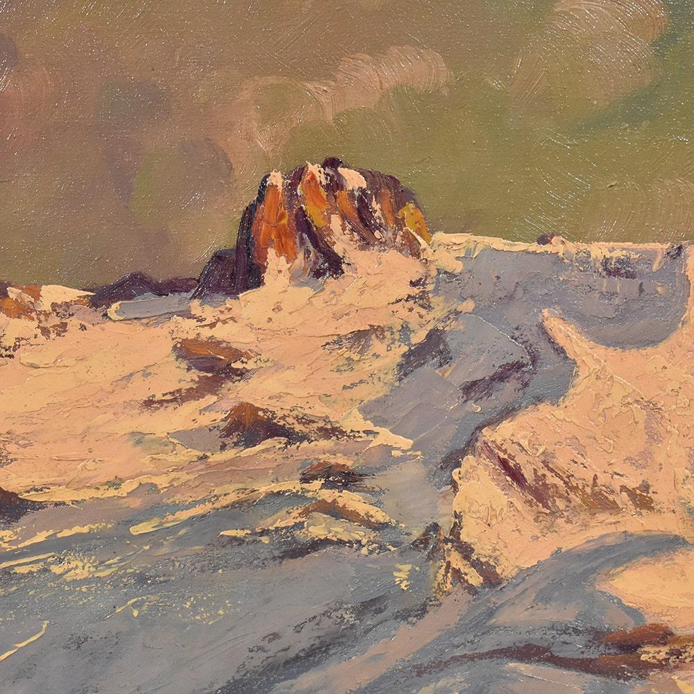 20th Century Landscape Painting, Mountain Landscape Painting, Alps, Oil on Canvas, Art Deco For Sale