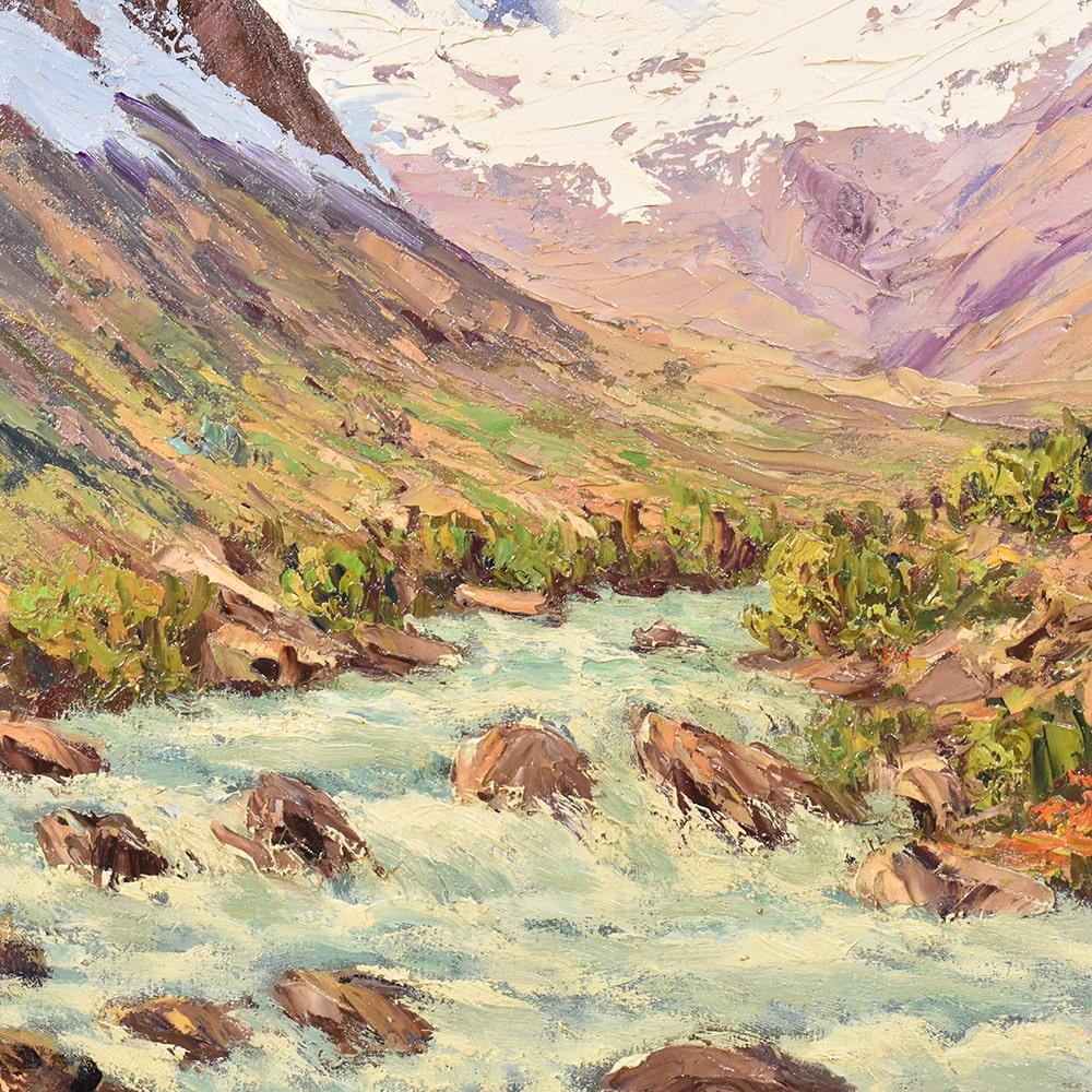 20th Century Landscape Painting, Mountain Landscape Painting, Oil on Canvas, XX For Sale