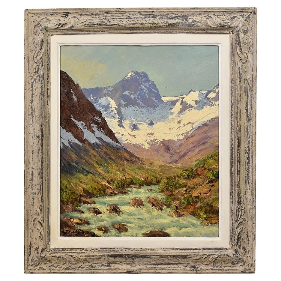 Peinture de paysage, peinture de paysage de montagne, huile sur toile, XX