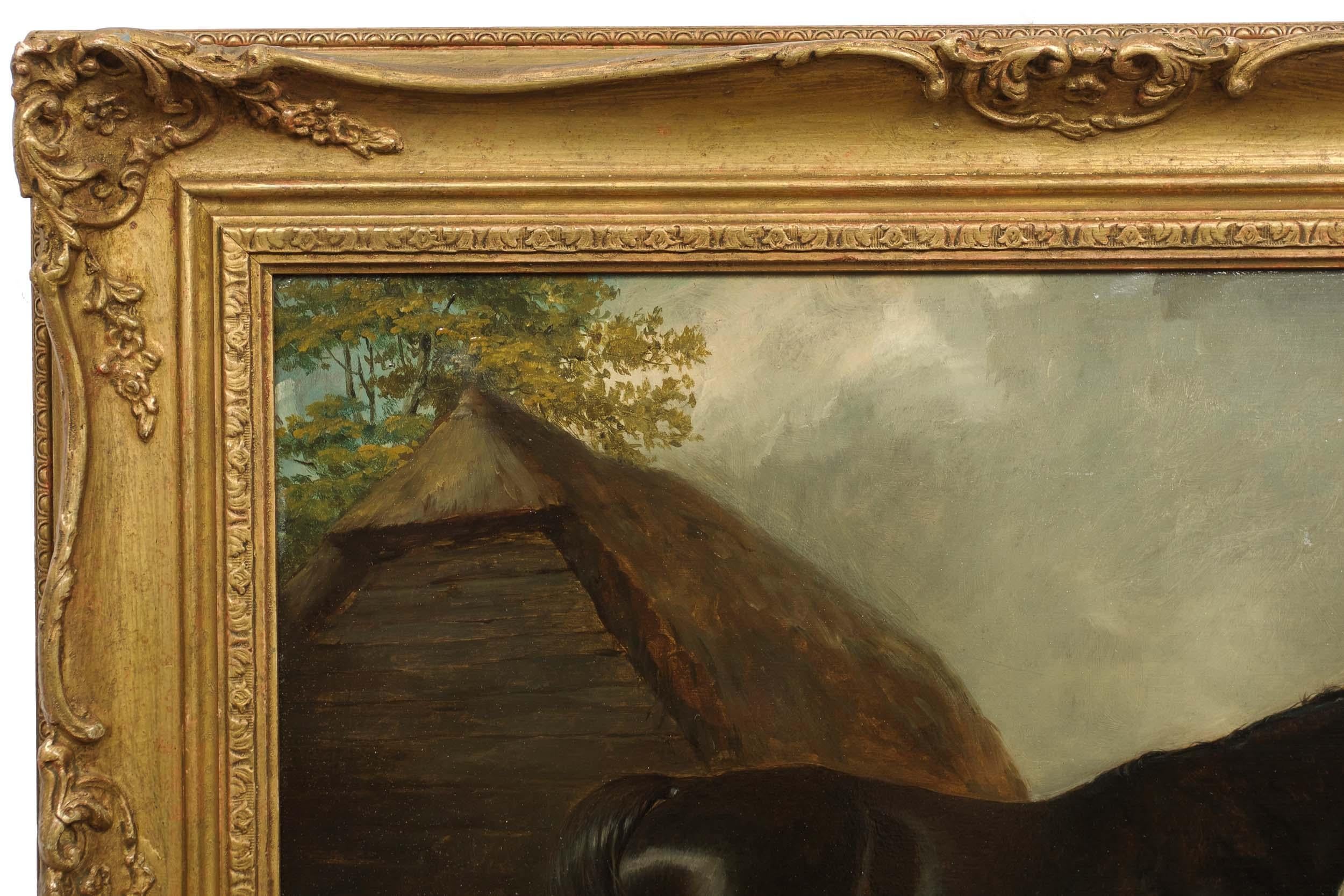 Landscape Painting of Black Stallion 