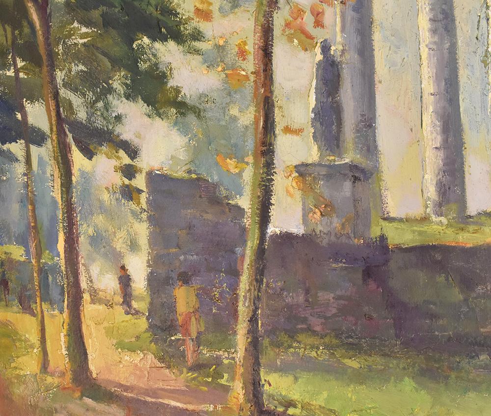 Belge Peinture de paysage, peinture de Rome, peinture de temple grec, huile sur toile, XXe siècle en vente