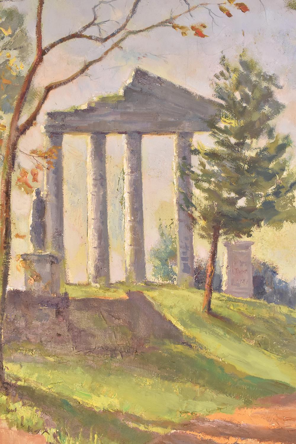 Painted Landscape Painting, Rome Painting, Greek Temple Painting, Oil on Canvas, 20th For Sale