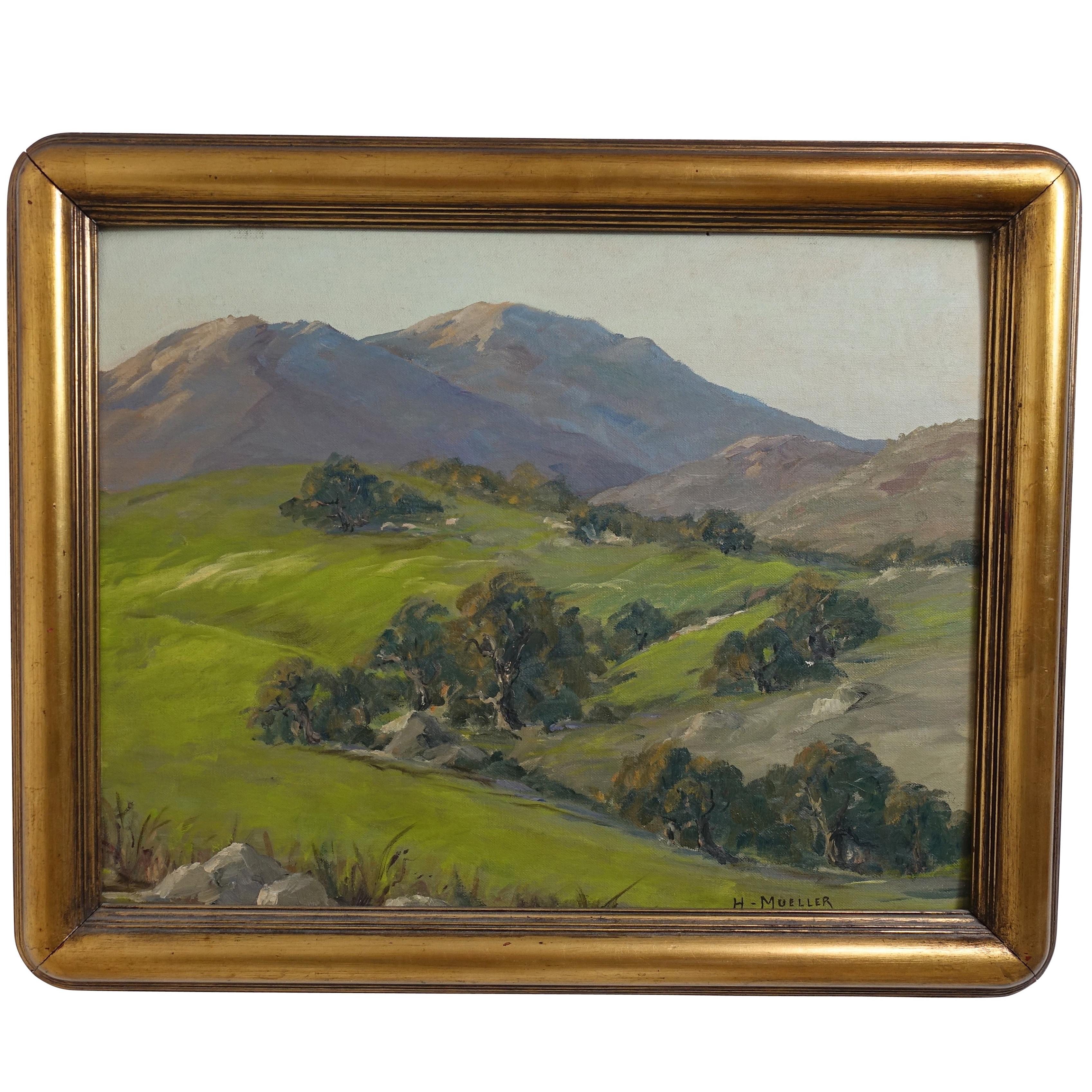 Landscape Painting Signed H. Mueller, Oak Gulch, 1950