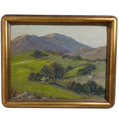 Peinture de paysage signée H. Mueller, Gulch en chêne, 1950