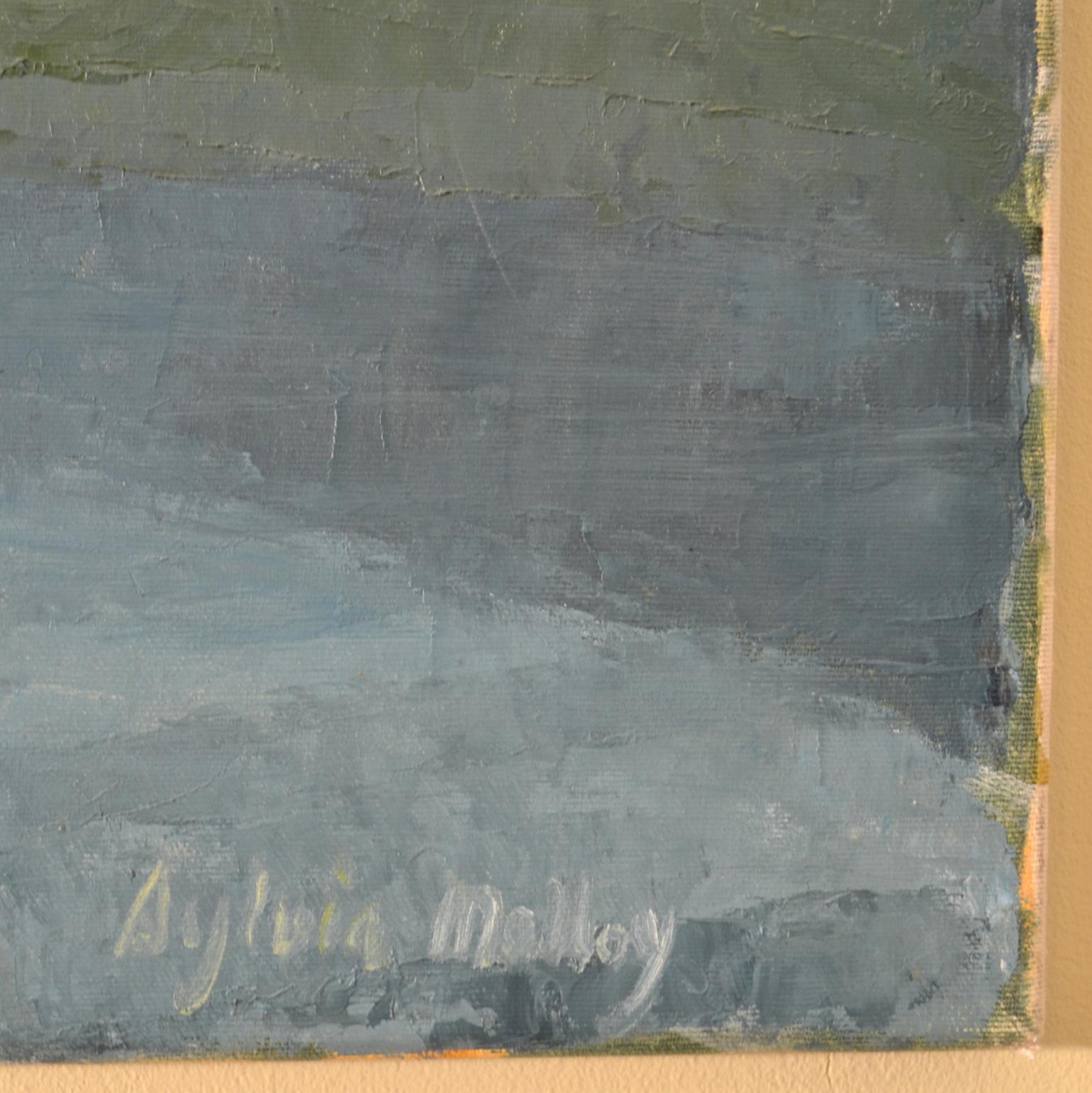 Landscape Painting with Cooling Towers by British Sylvia Molloy, circa 1960 For Sale 1