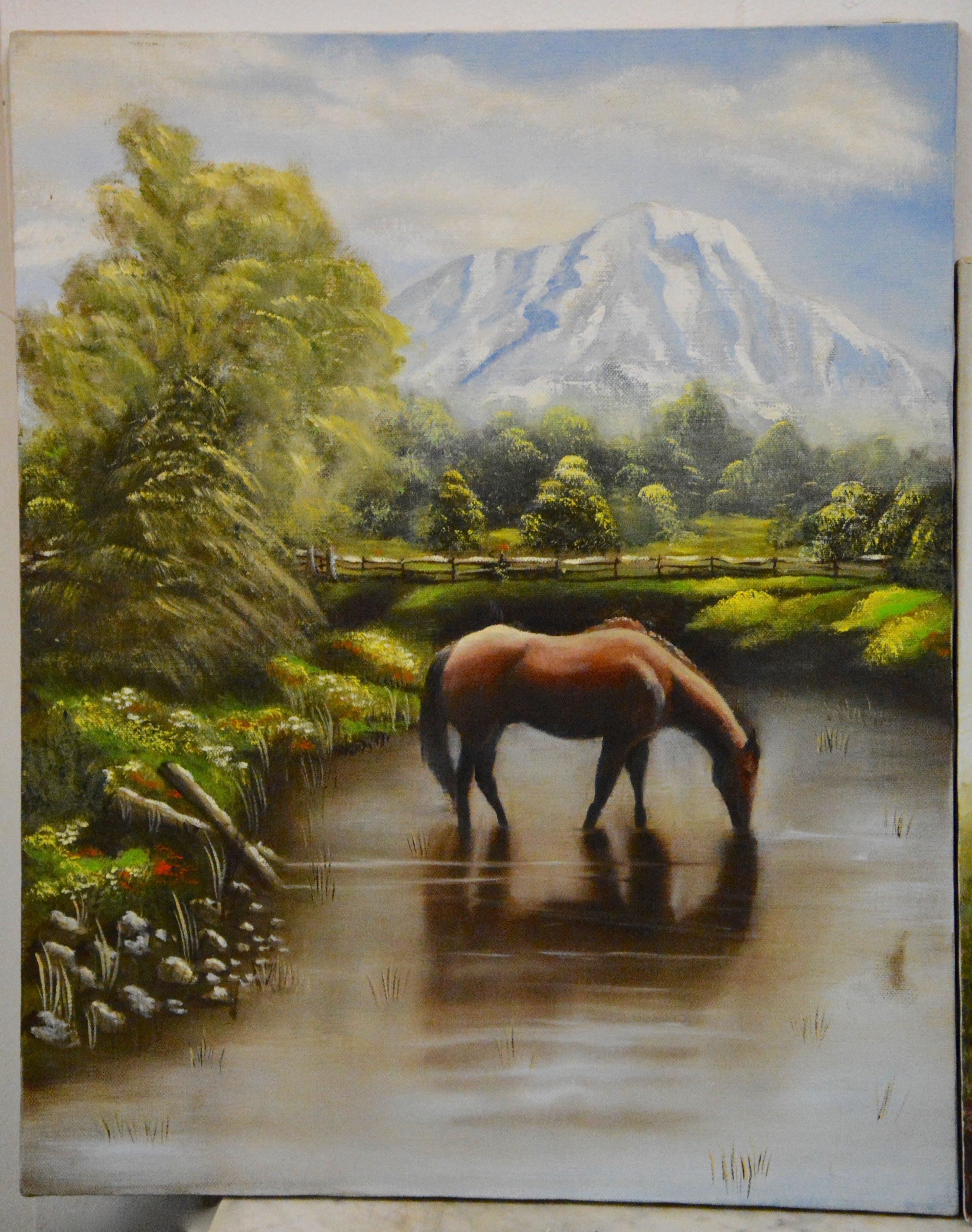 Folk Art Landscape Paintings by Nora Alleda Hirano For Sale