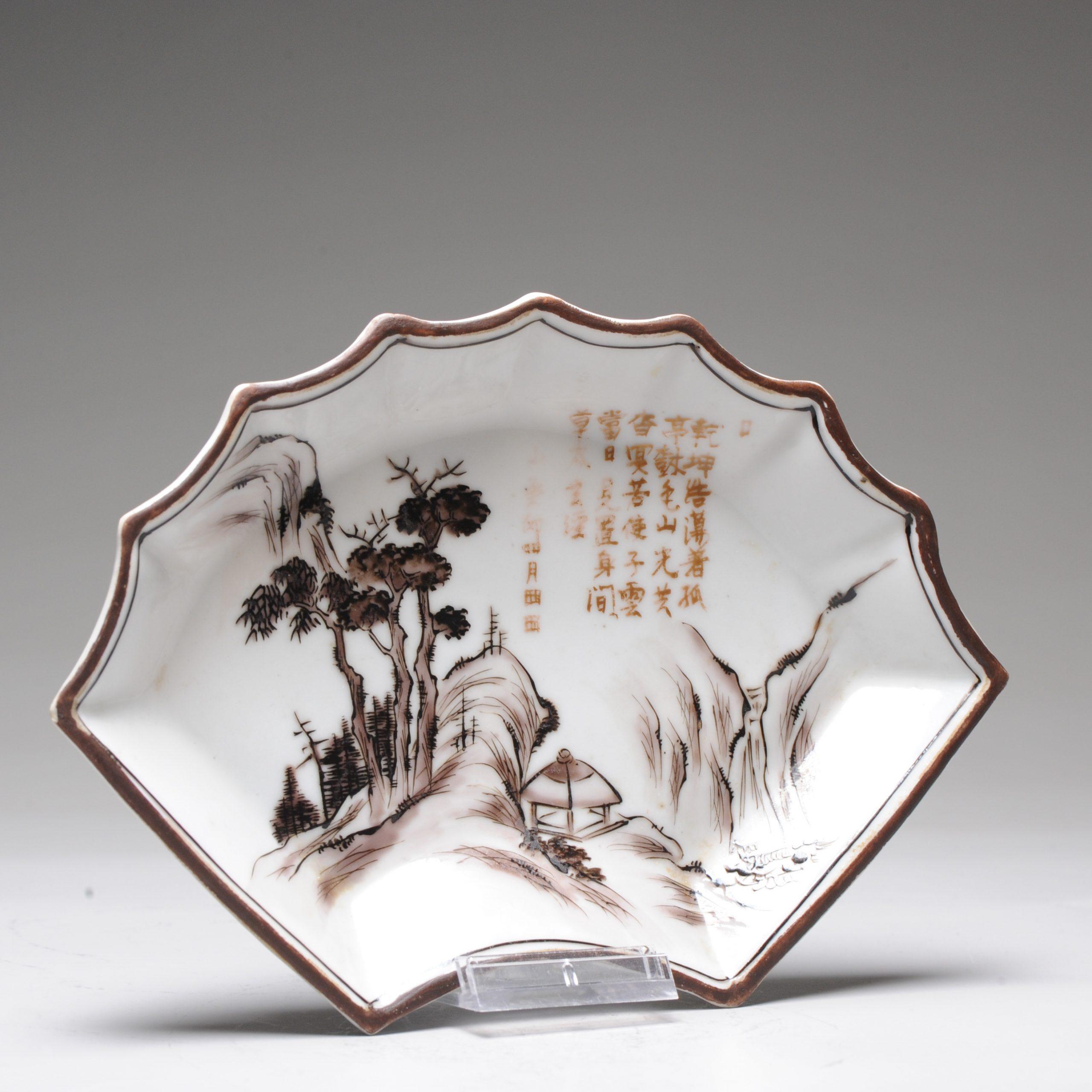 Landscape Showa Period Japanese 20th Century Porcelain Kutani Etsuzan For Sale 11