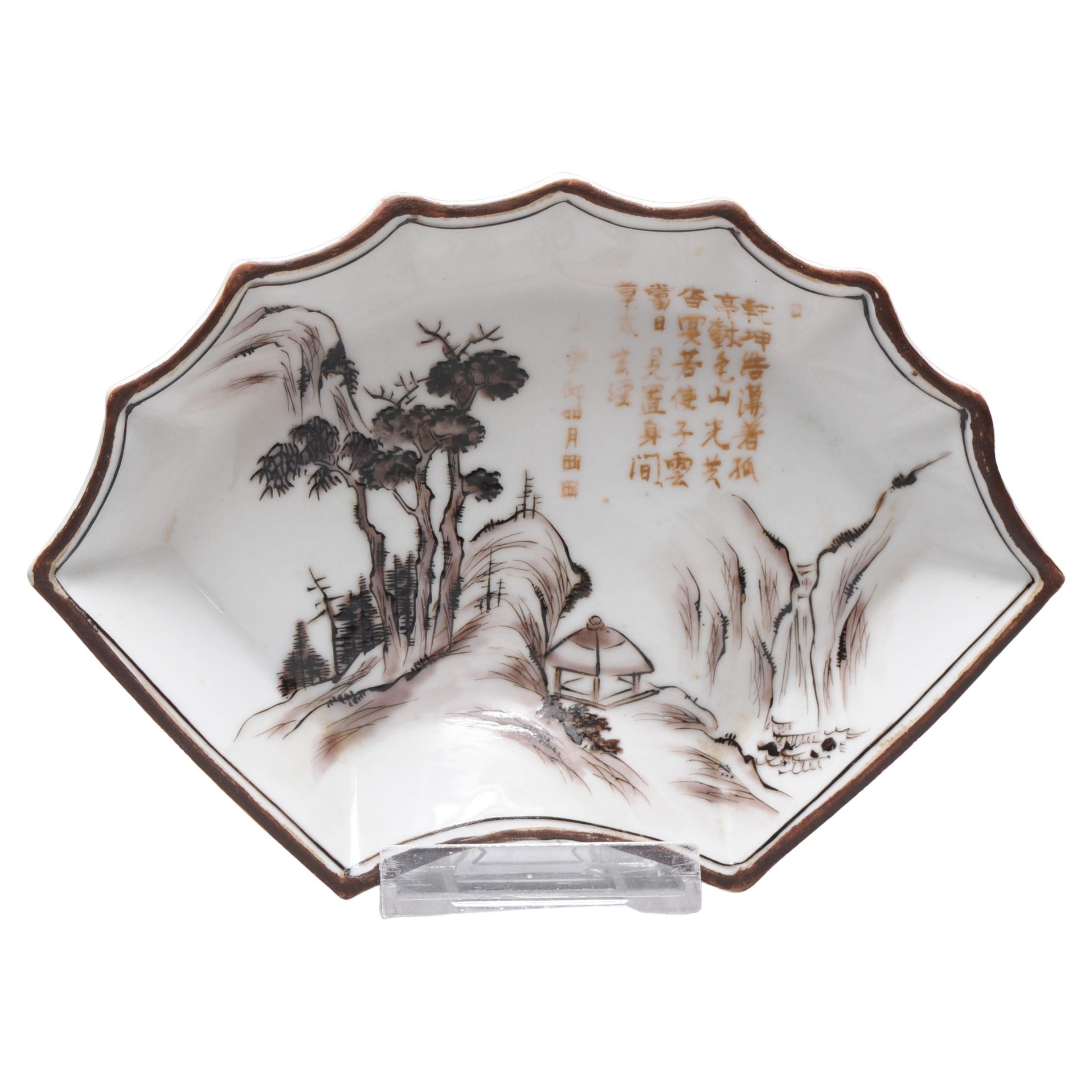 Landscape Showa Period Japanese 20th Century Porcelain Kutani Etsuzan For Sale