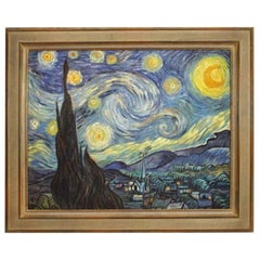 Starry Night Landscape Painting, Impressionist, 36x44 Inches