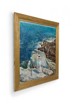 Pintura paisajística de South Ledges, pintada a mano al estilo victoriano, EE. UU.