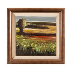 Pittura Paesaggio Albero Olio su Tela Firmata Pulliam