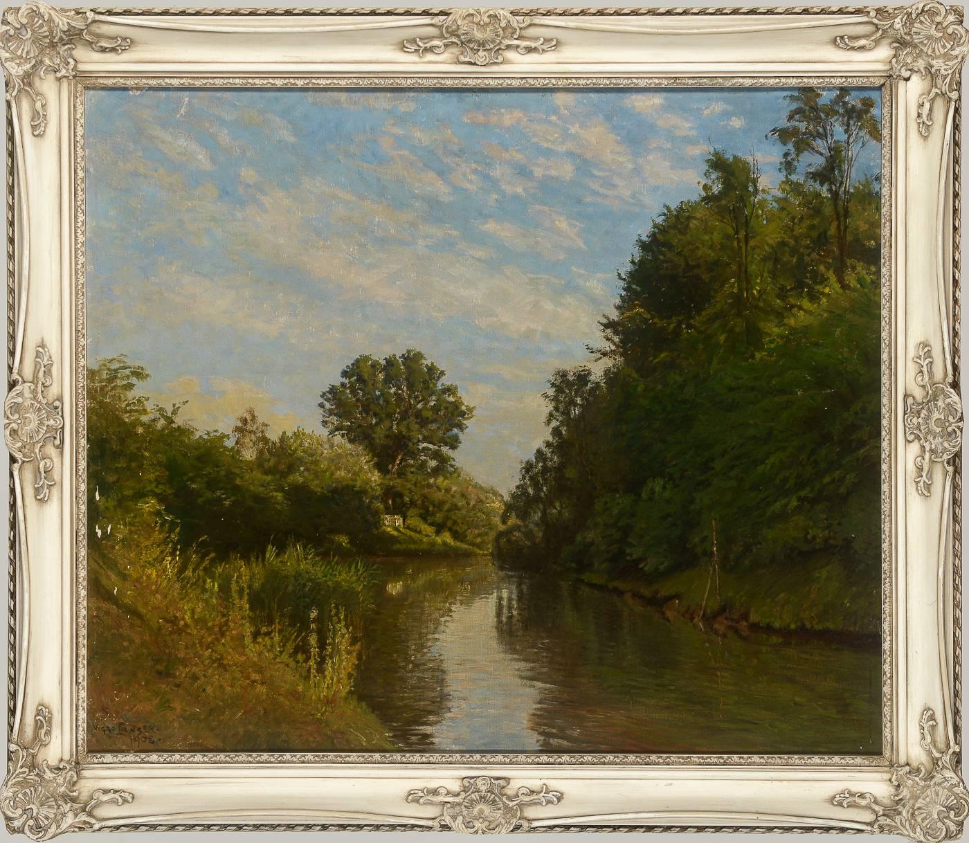 Landscape Vejlesoe oil on canvas Viggo Langer, 1860-1942 sign. Viggo Langer, 1908.
