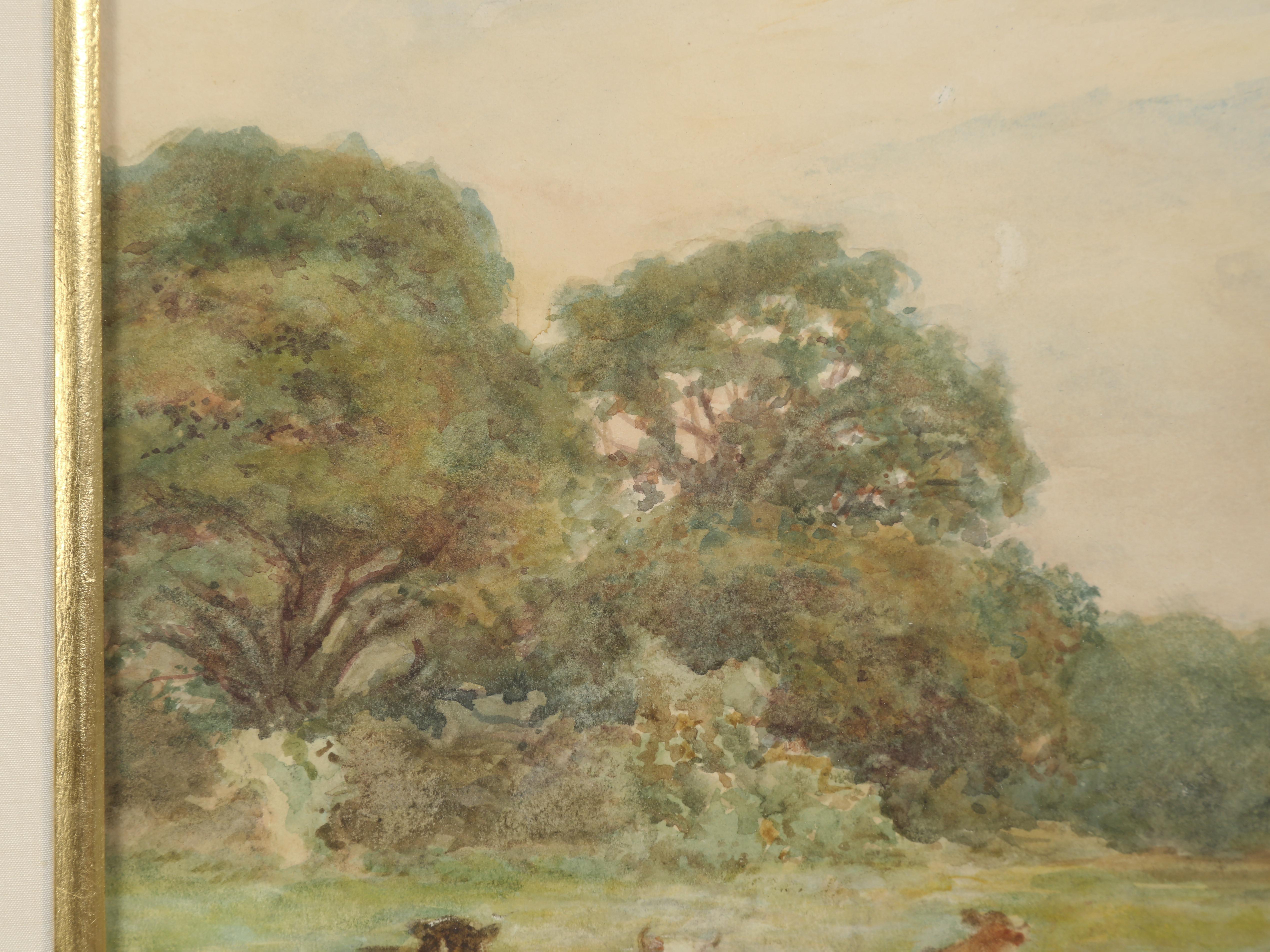 Peint à la main  Aquarelle de paysage d'Alfred Perrin ; Une soirée d'été à Glan Conway en vente