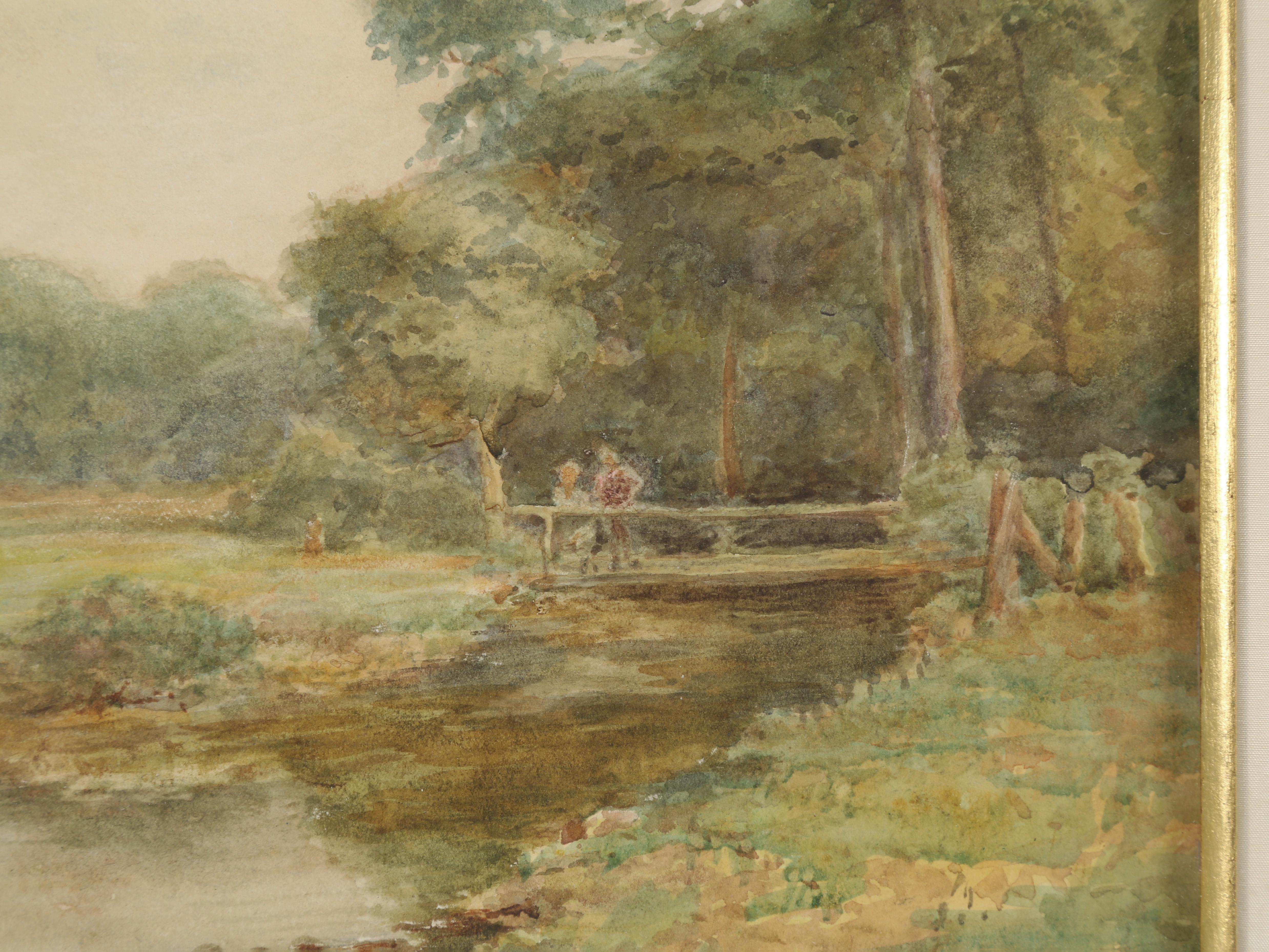Late 19th Century Landscape Watercolor Painting by Alfred Perrin; a Summer Evening at Glan Conway For Sale