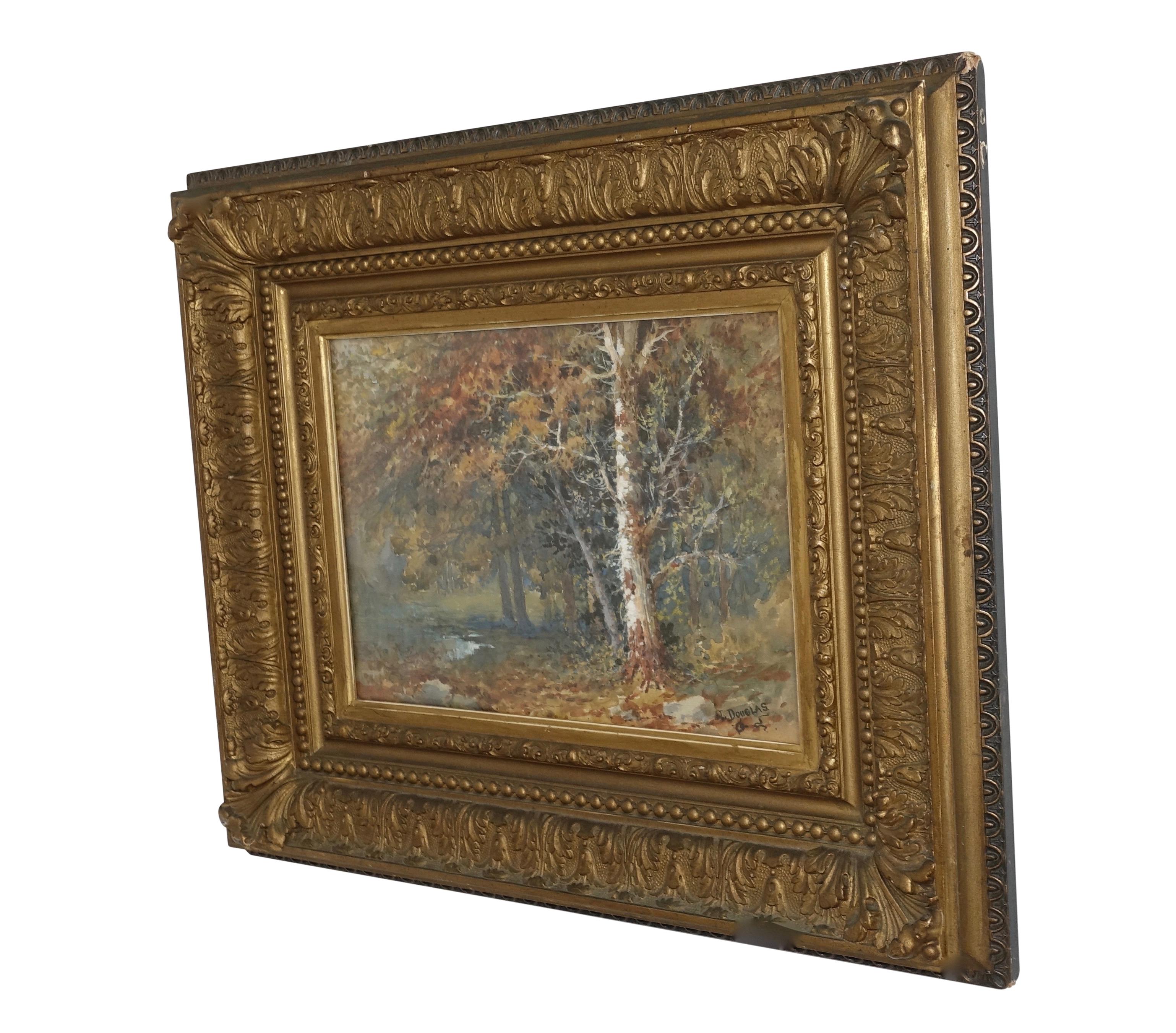 Peinture à l'aquarelle de paysage signée L Douglas, Américain, début du XXe siècle en vente 4
