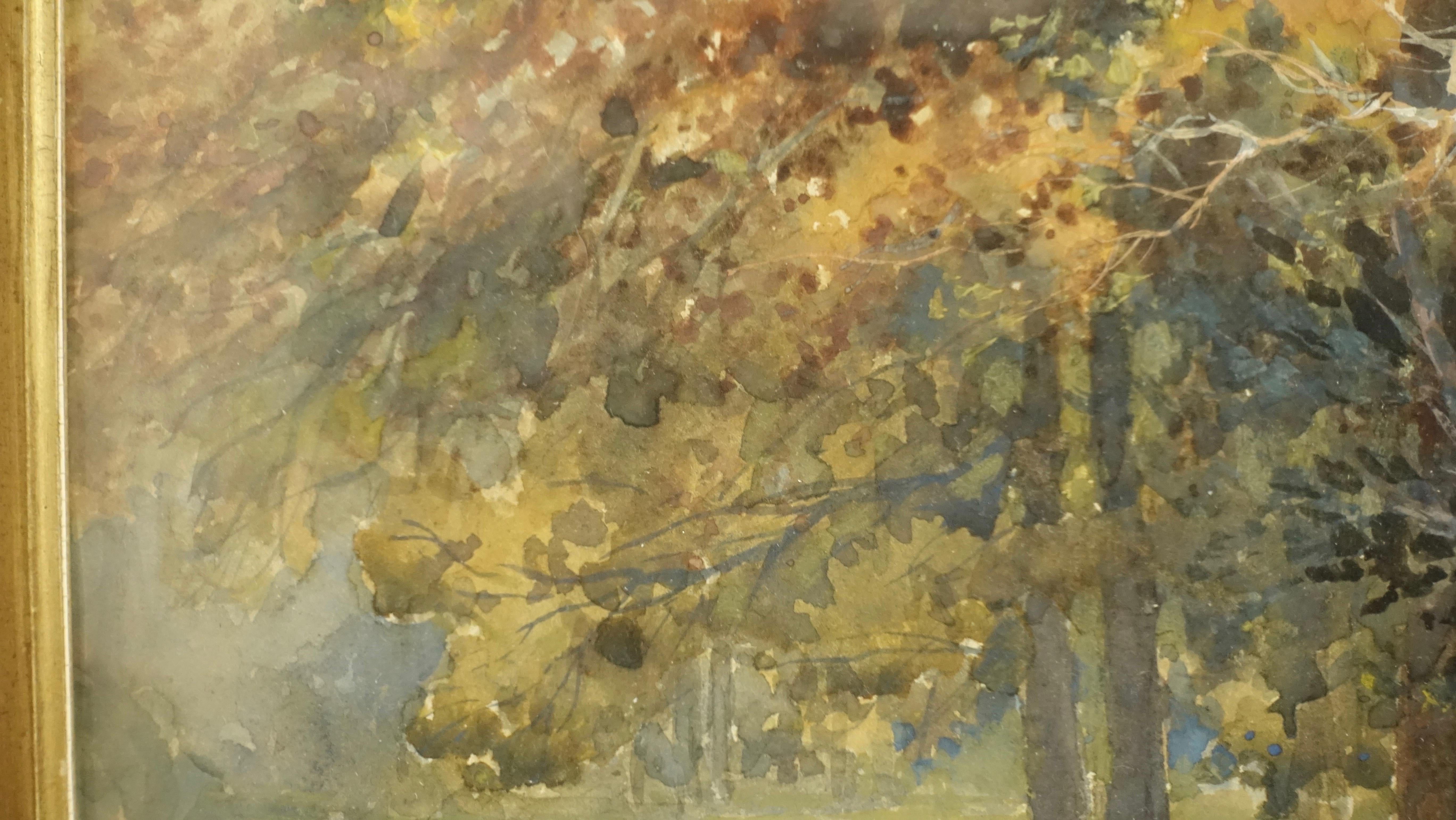 Doré Peinture à l'aquarelle de paysage signée L Douglas, Américain, début du XXe siècle en vente