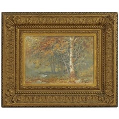 Peinture à l'aquarelle de paysage signée L Douglas, Américain, début du XXe siècle