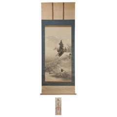 LAndscape Wise Man Scene Taisho Period Scroll Japan Artist 内藤天華 Naito Tenka