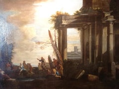 Landscape with Architecture and Ruins, Follower of G Ghisolfi Oil, Italian