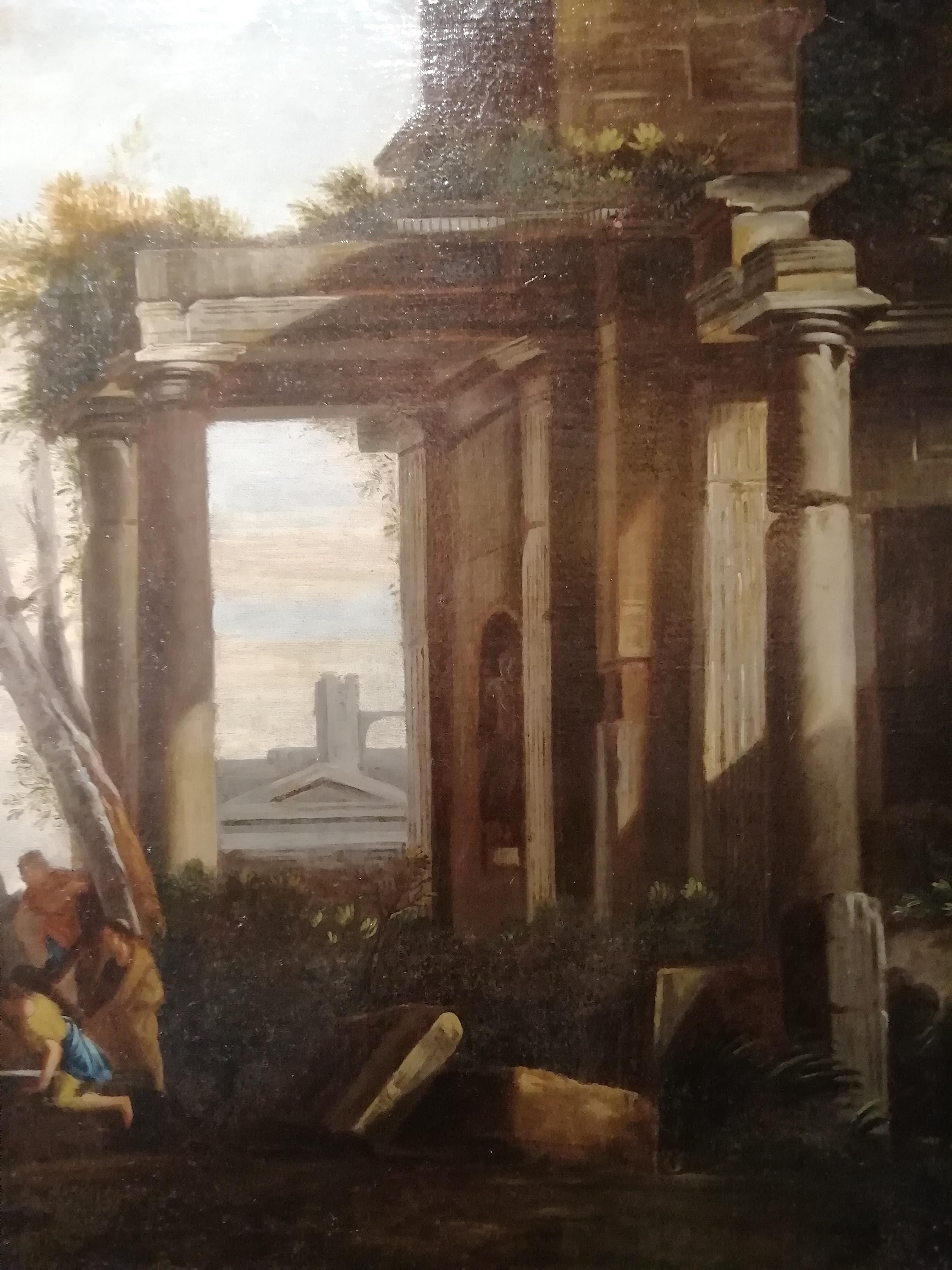 Oiled Landscape with Architecture and Ruins, Follower of G Ghisolfi Oil, Italian