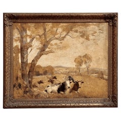 Landscape with Cows - Charles Stillwell Oil Painting
