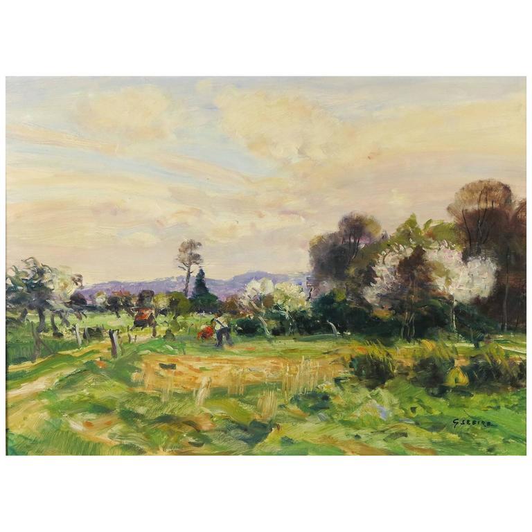 Landscape with Figures by Gaston Sebire In Excellent Condition For Sale In Sheffield, MA