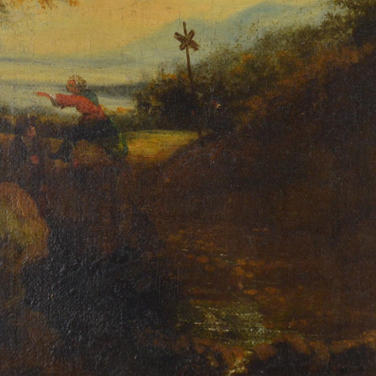 Landscape with Figures Painting Flemish School, 18th Century In Good Condition In Brussels, BE