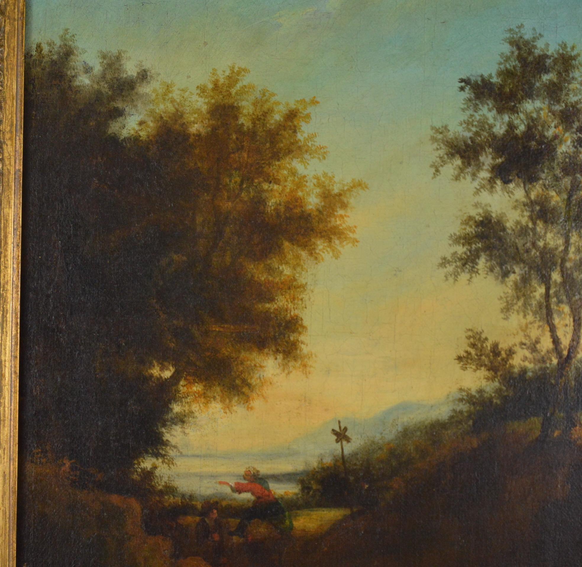 Landscape with Figures Painting Flemish School, 18th Century 1