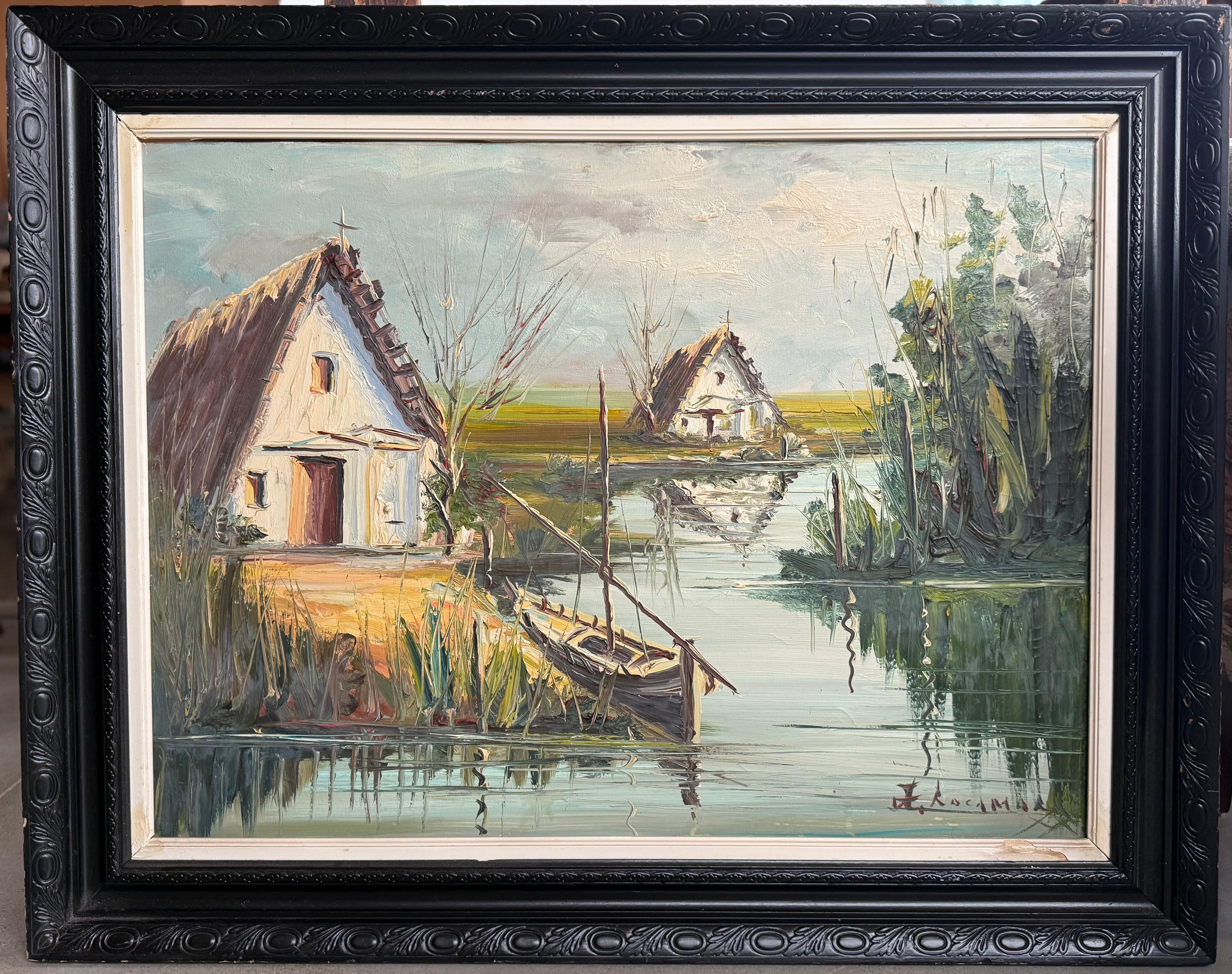 Landschaft mit Hütte zeigt eine typische mediterrane Umgebung (