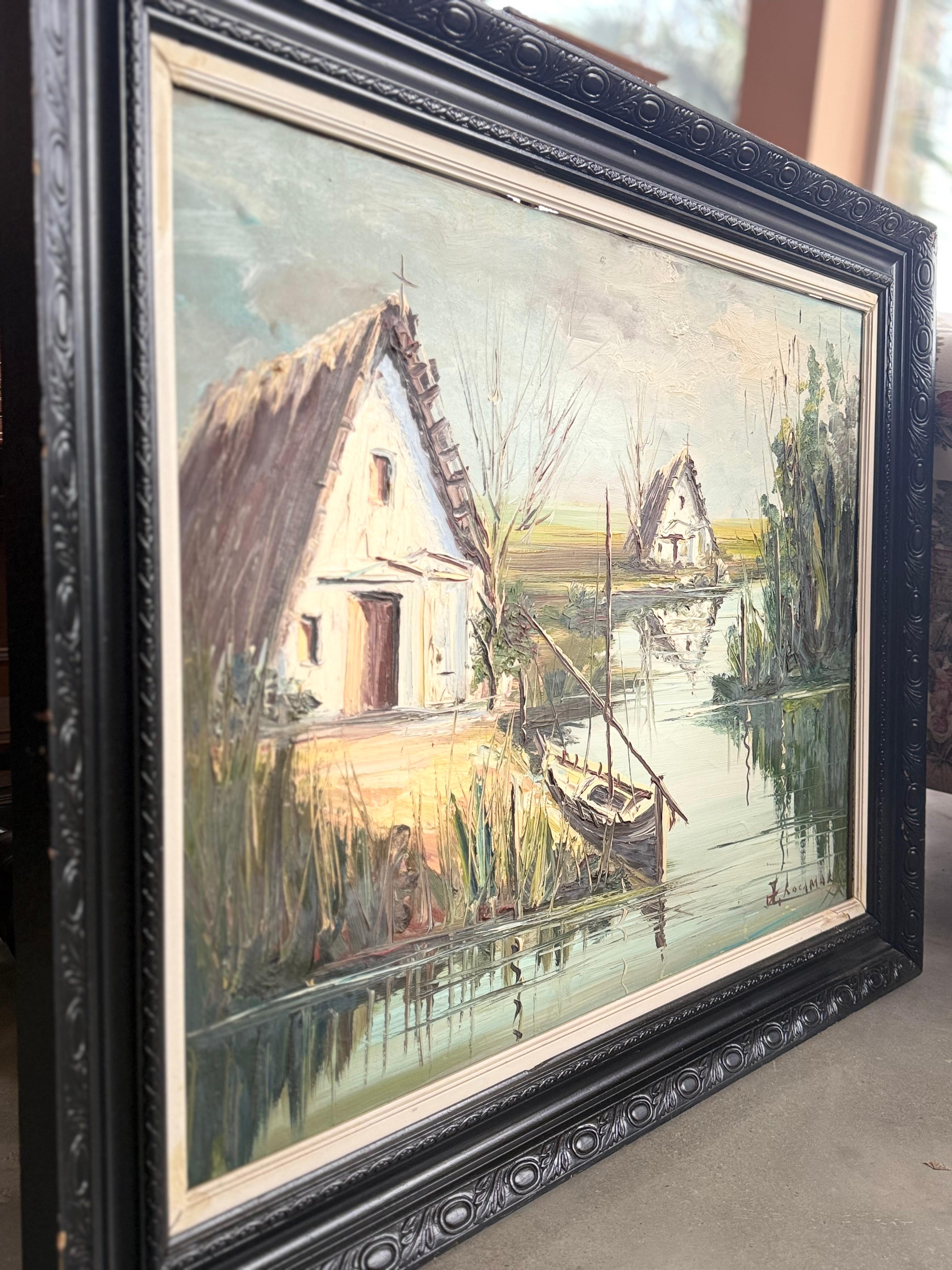 Landschaft mit Hut, Öl auf Leinwand, Gemälde Mittelmeerraumspanisch, Rocamora im Angebot 1