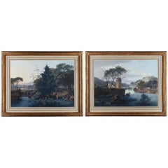 Paesaggio con mulino e pastorale, Gouache su carta