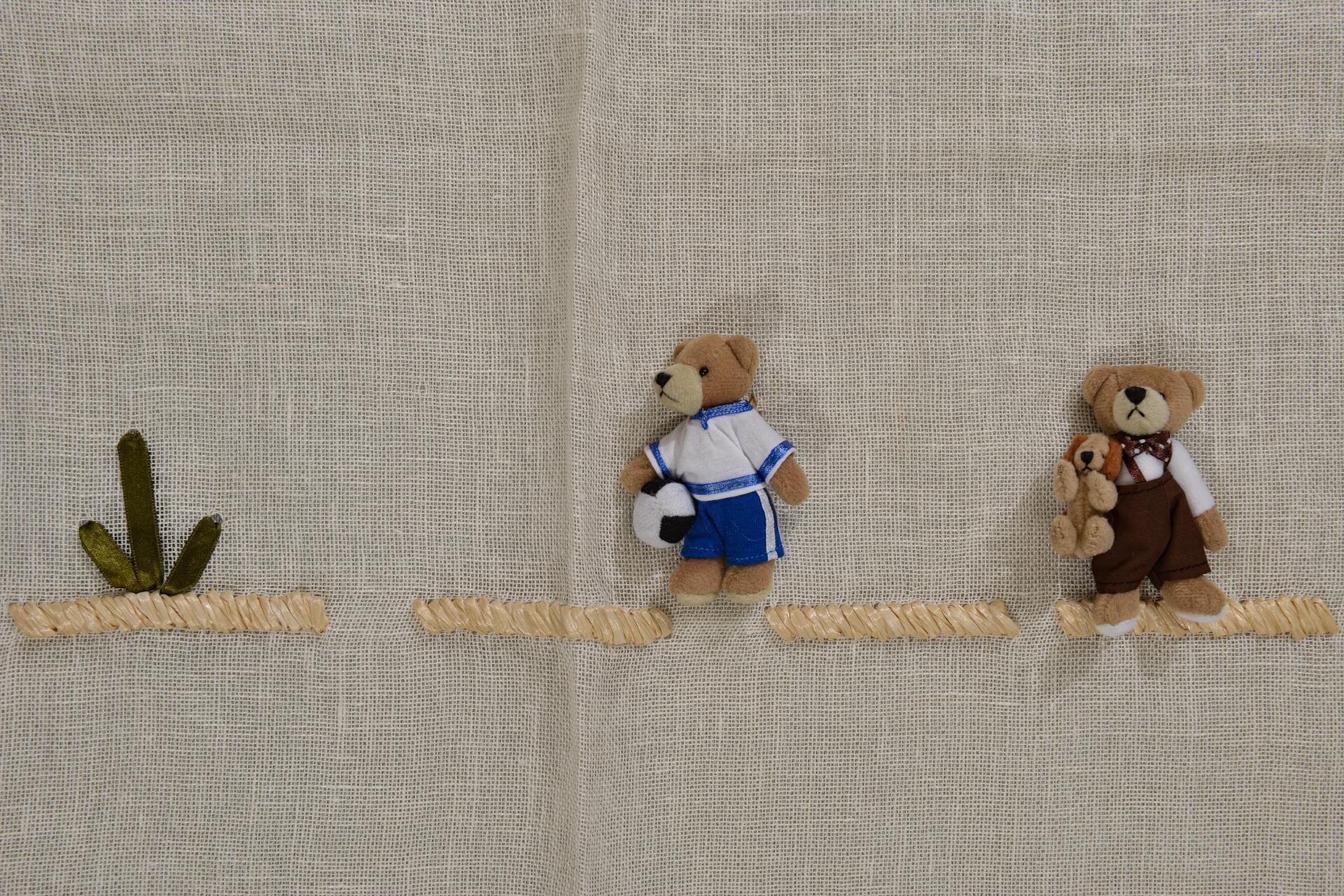 Landscape with Teddy Bears Italian Design Curtain In Excellent Condition For Sale In Alessandria, Piemonte