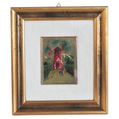Paysage avec moulin à vent imprimé sur feuille d'or - 1980
