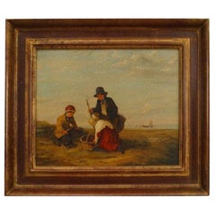 Young Reapers Painting, Antique Style, 16x19 Inches, Good Condition