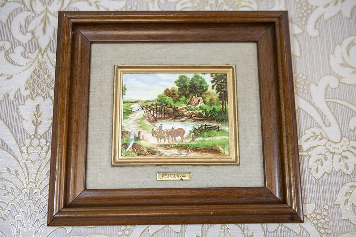 Dutch Landscapes on Ceramic Tiles Signed by JC van Hunnik For Sale