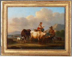 "Landscapes with Cows", Pair of Oil on Panel, Signed Dieboldt