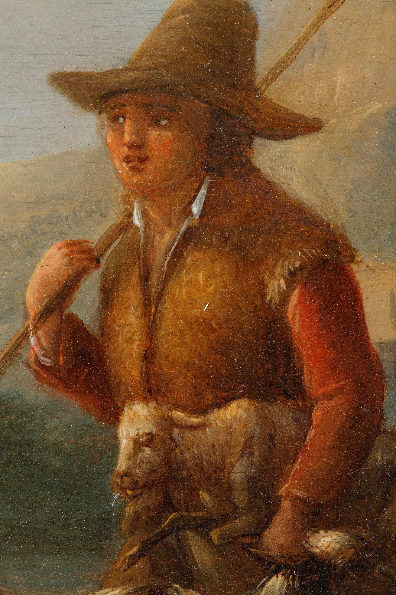 „Landschaften mit Kühen“, Ölgemälde auf Tafel, signiert Dieboldt, Paar (Farbe) im Angebot